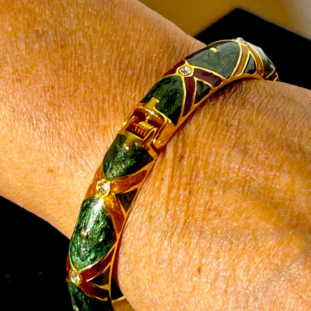 Colorful Enamel Gold Bangle Bracelet